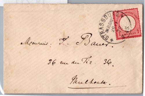 Deutsches Reich 4 auf Brief K 1 Strassburg #DCZ11