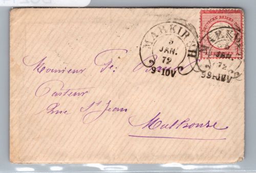 Deutsches Reich 4 auf Brief mit Hufeisenstempel Markirch 24 #DCZ14