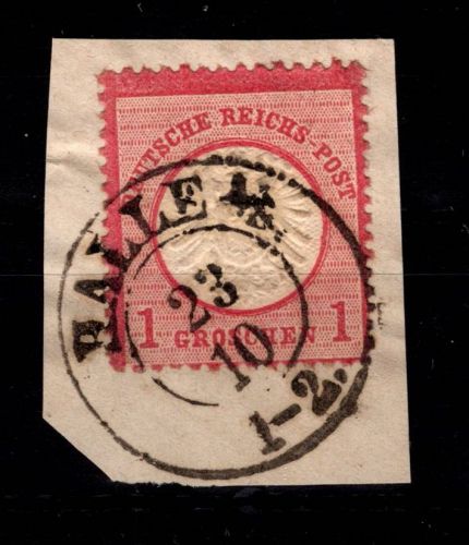 Deutsches Reich 19 gestempelt Halle, auf Briefstück #DDE00