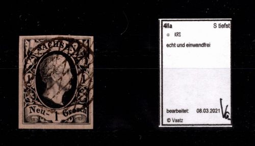 Sachsen 4 II a gestempelt Kreisgitterstempel, tiefst geprüft Vaatz BPP #DDO34