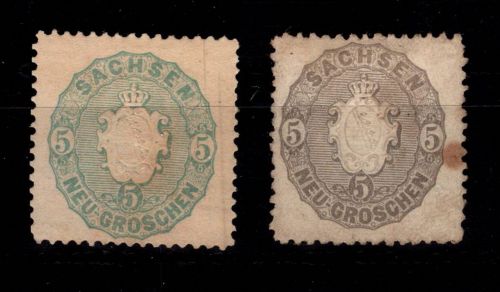 Sachsen 19 (2x) ohne Gummi mit Mängeln #DDO56
