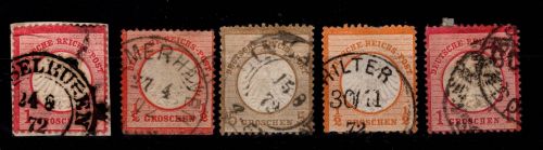 Deutsches Reich 1-11 gestempelt Lot von 5 Brustschildern alle mit Mängeln #DDH92