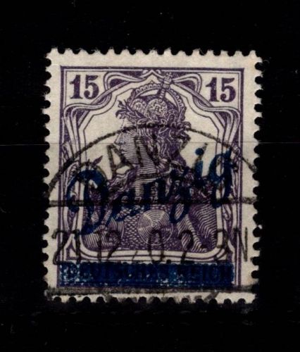 Danzig 22 V gestempelt Aufdruckfehler V #DDI59