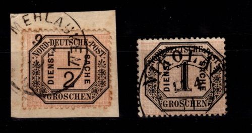 Norddeutscher Bund Dienst 2, 3 gestempelt #DDJ08