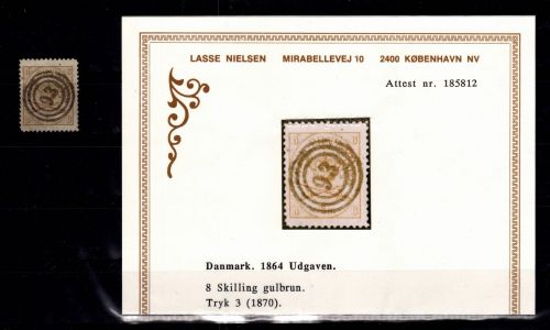 Dänemark 14 A gestempelt geprüft Lasse Nielsen Fotobefund #DDS71