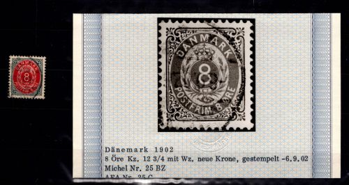 Dänemark 25 I Z B a gestempelt geprüft Dr. Arno Debo #DDS74
