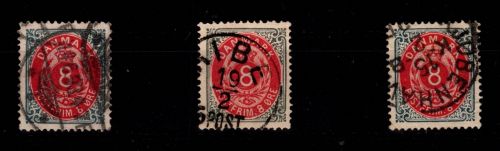 Dänemark 25 I Y A a+b+c gestempelt #DDT08