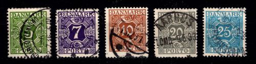 Dänemark Portomarken 20-24 gestempelt #DDU01