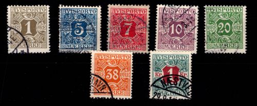 Dänemark Verrechnungsmarken 1 Y- 8 Y gestempelt #DDU16