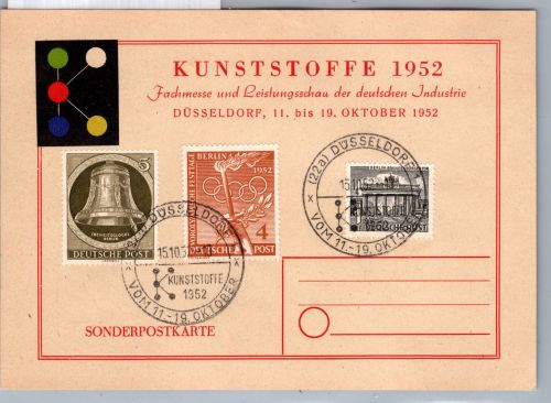 Berlin 42, 82, 88 auf Ausstellungskarte Düsseldorf Messe Sonderstempel #DDU36