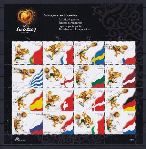 Portugal 2773-2788 postfrisch als ZD-Bogen, Fussball EM 2004 #OS048