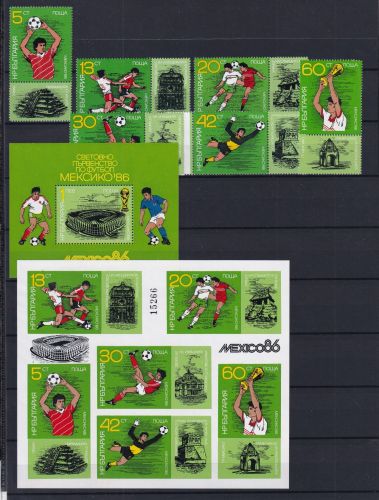 Bulgarien Block 166 + 3473-3479 + KB B postfrisch Fussball WM 1986 #OS069