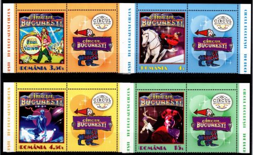 Rumänien 7296-7299 ZF waag. postfrisch Zirkus #OS071