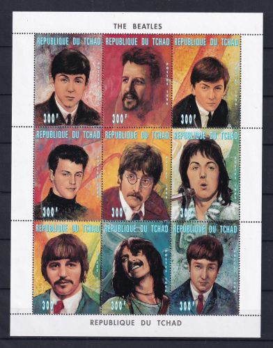 Tschad 1300-1308 A postfrisch als ZD-Bogen, Beatles #OS103