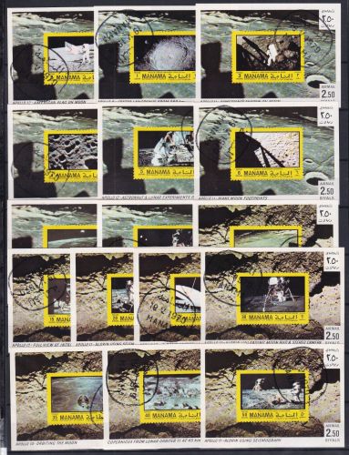 Manama 306-321 gestempelt als Einzelblöcke, Raumfahrt #OS114