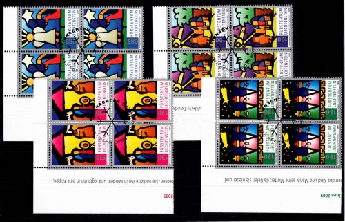 Liechtenstein 1539-1542 gestempelt mit ESST, als 4er Blöcke, Weihnachten #OS119