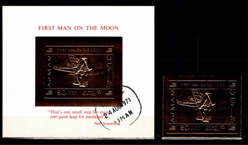 Ajman 514 A + Block 186 gestempelt Raumfahrt, Goldmarke #OS125