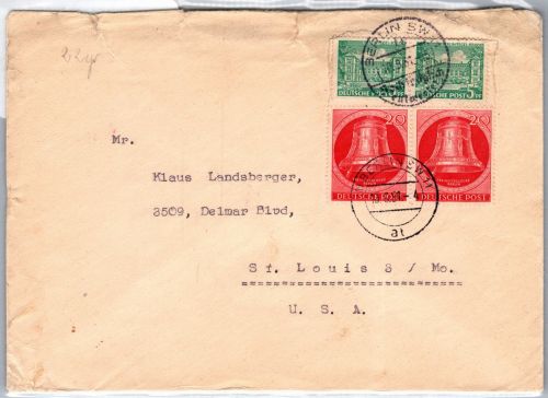 Berlin 44, 77 auf Brief Ausland #DDU44