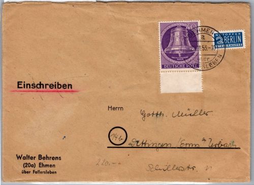 Berlin 105 UR auf Brief Einschreiben #DDU45