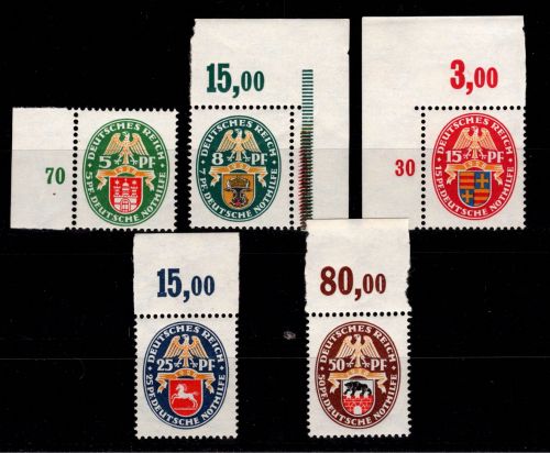 Deutsches Reich 425-429 postfrisch mit Ober- und Eckrand #DDV58