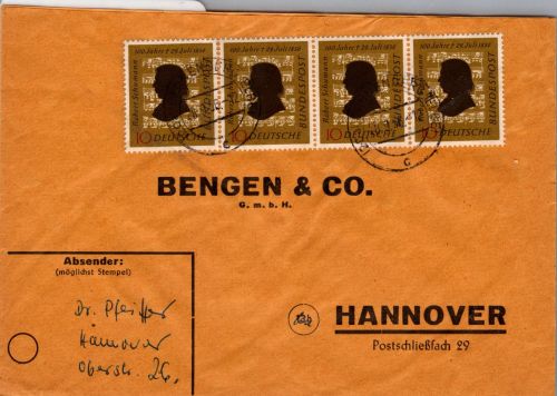 BRD Bund 234 auf Brief Mehrfachfrankatur #DDV90