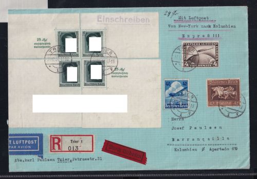 Deutsches Reich 424 u.a. auf Brief Ausland Lupo-Reco-Eilbote #DDW53