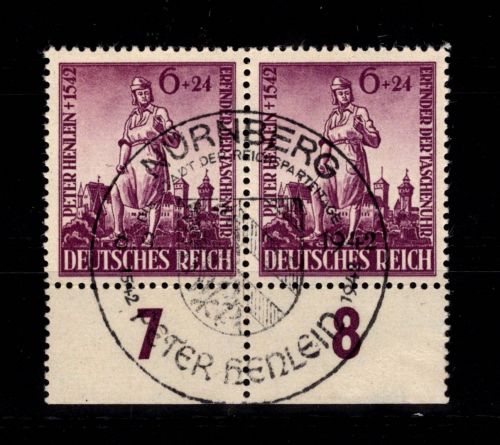 Deutsches Reich 819 im Paar UR gestempelt gefaltet #DDY35