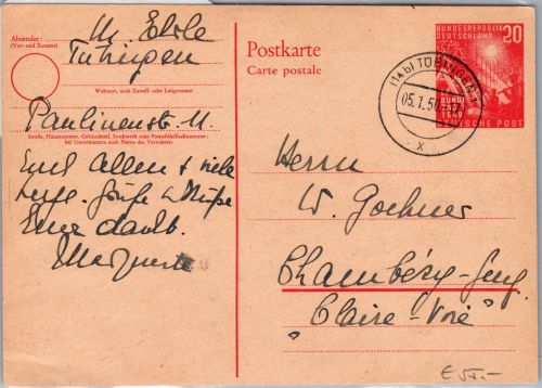 BRD Bund PSo 2 als Ganzsache echt gelaufen ins Ausland #DDZ28