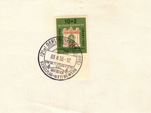 BRD Bund 171 UR gestempelt auf Briefstück mit Sonderstempel Segelflug #DDZ62