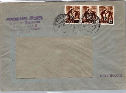 Saarland 229 X I auf Brief MeF Fernverkehr portogerecht #DEA36