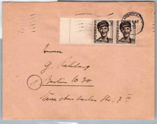 Saarland 243 L auf Brief als Mehrfachfrankatur nach Berlin portogerecht #DEA41