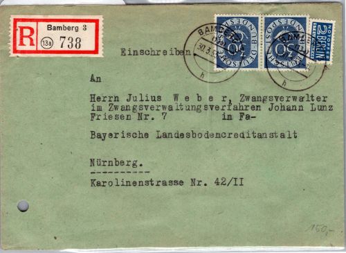 BRD 132 waag. Paar auf Brief als Mehrfachfrankatur portogerecht #DEA99