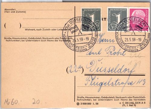 BRD Bund W 17 X u.a. auf Postkarte MiF Drucksache portogerecht #DEB08