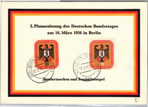 Berlin 136-137 auf Sonderpostkarte Bundesgartenschau. Plenarsitzung #DEB09