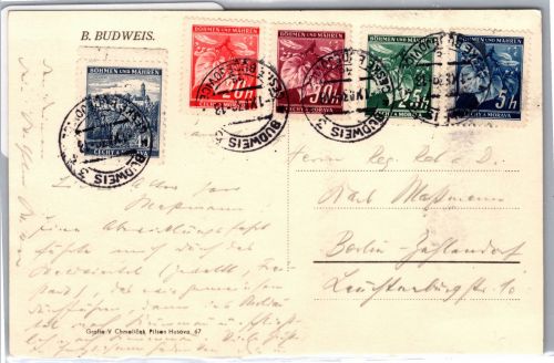 Böhmen und Mähren 20,22-25 auf Ansichtskarte Budweis #DEB57
