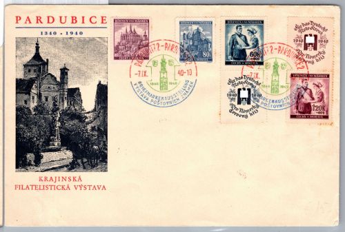 Böhmen und Mähren 27 u.a. auf Sonderumschlag mit Sst. Pardubitz 29.6.40 #DEB61