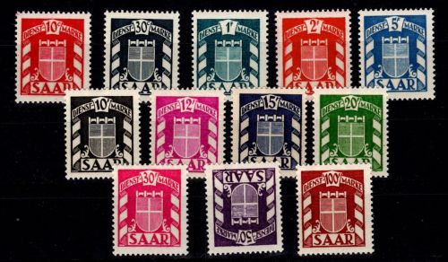Saarland Dienstmarken 33-44 postfrisch 43 mit Bugspur diagonal #DEC16