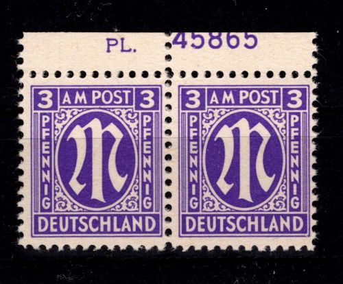 Alliierte Besetzung Bizone 1 z Pl.-Nr. OR postfrisch geprüft Hettler BPP #DEC40