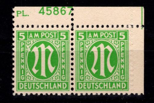 Alliierte Besetzung Bizone 3 z Pl.-Nr. OR postfrisch geprüft Hettler BPP #DEC43