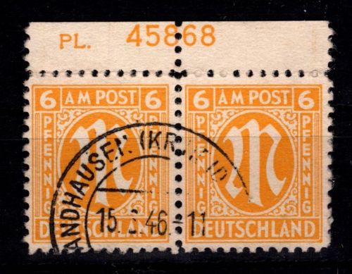 Alliierte Besetzung Bizone 4 z Pl.-Nr. OR gestempelt geprüft Hettler BPP #DEC45