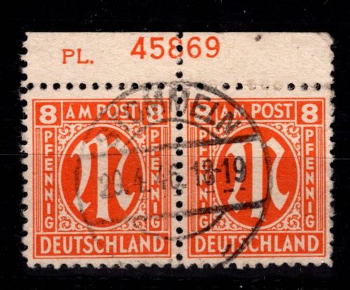 Alliierte Besetzung Bizone 5 z Pl.-Nr. OR gestempelt geprüft Hettler BPP #DEC47