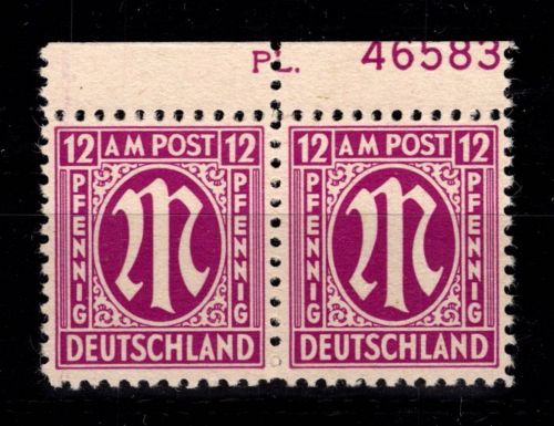 Alliierte Besetzung Bizone 7 z ab Pl.-Nr. OR postfrisch gepr. Hettler BPP #DEC49