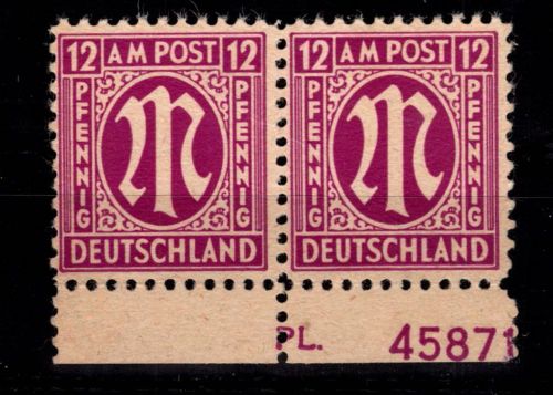 Alliierte Besetzung Bizone 7 z Pl.-Nr. UR postfrisch gepr. Hettler BPP #DEC50