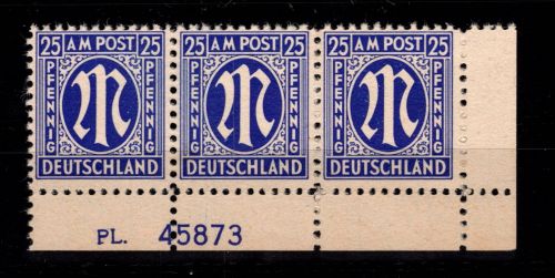 Alliierte Besetzung Bizone 9 III Pl.-Nr. UR postfrisch Plattenfehler #DEC60