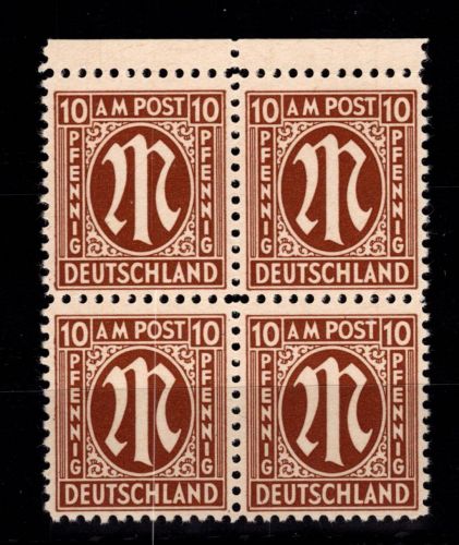 Alliierte Besetzung Bizone 6 IV aus 4er Block postfrisch