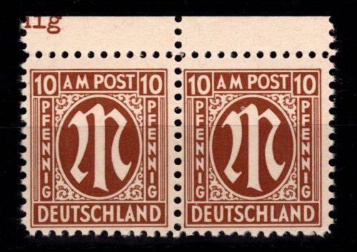 Alliierte Besetzung Bizone 6 IX aus Paar postfrisch Plattenfehler #DEC65