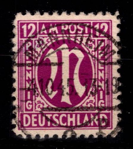 Alliierte Besetzung Bizone 7 z III Plf. gestempelt gepr. Hettler BPP #DEC69