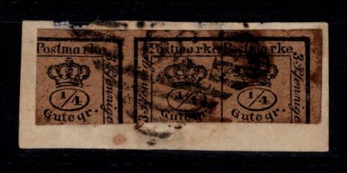 Braunschweig 9 b gestempelt 3x 1/4 auf Briefstück, tiefst geprüft Lange #DEG56