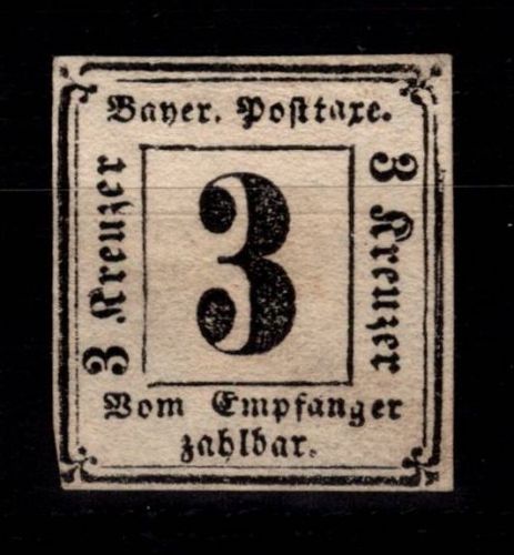 Bayern Portomarken 1 ohne Gummi #DEH70