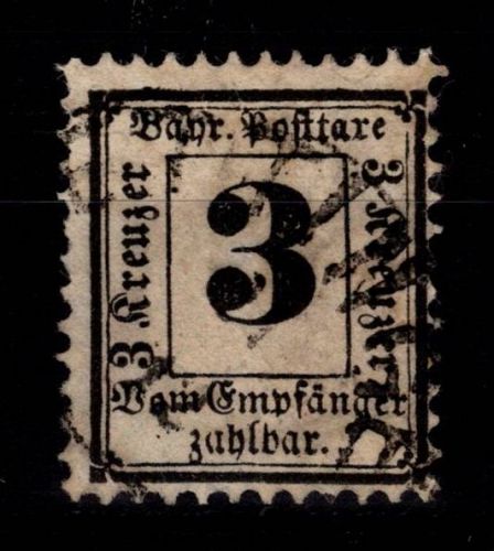 Bayern Portomarken 3 x gestempelt geprüft Brettl BPP #DEH72